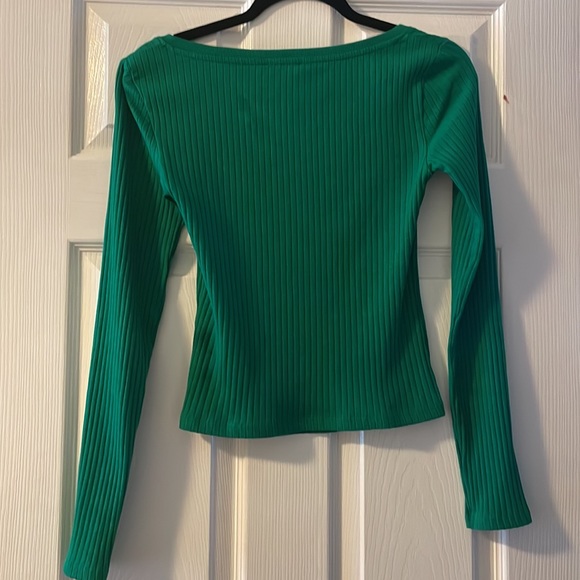 ZARA SQUARE NECK SHIRT GREEN 0962/155/500 LONG SLEEVE TOP - Picture 12 of 14